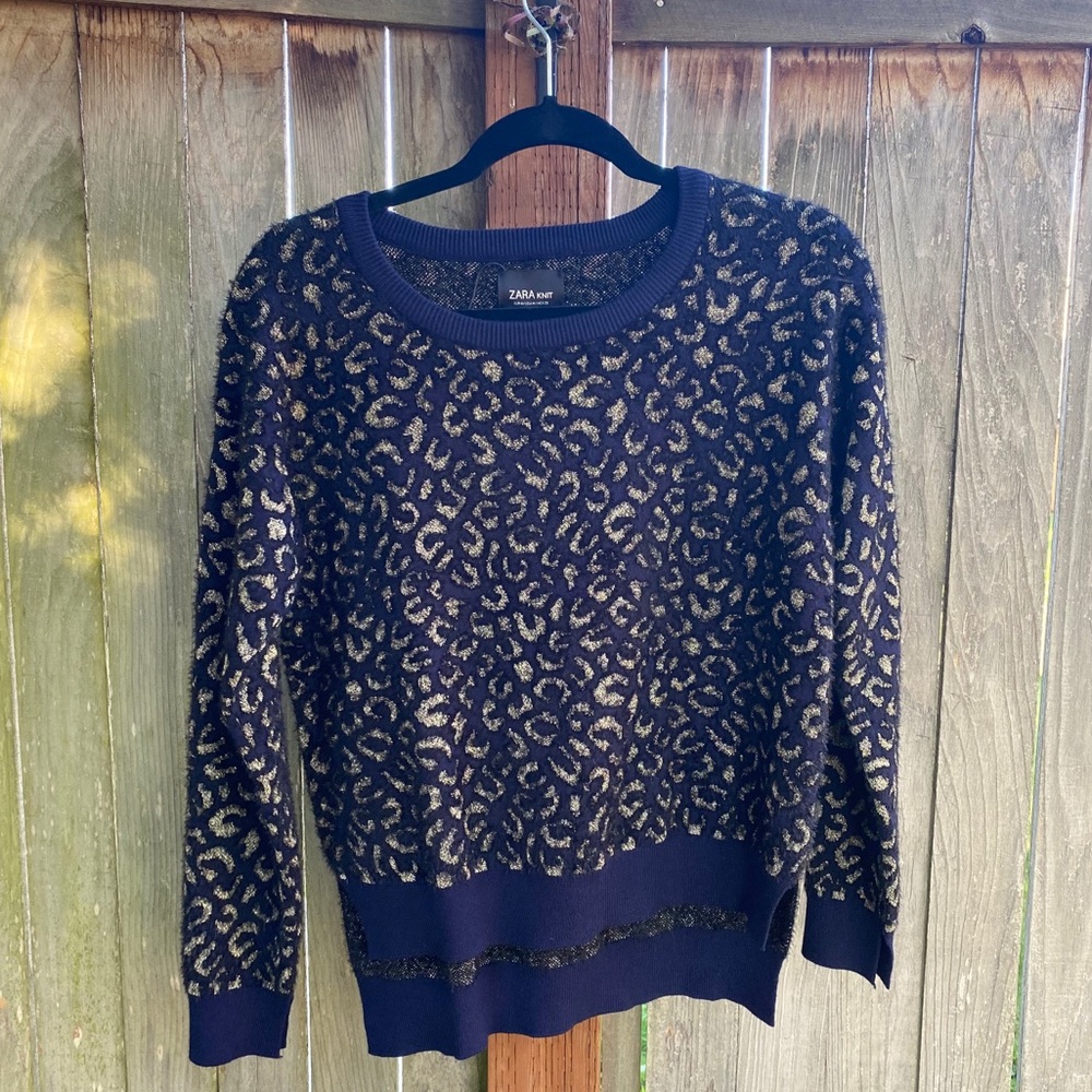 Zara Knit Leopard Print Sweater